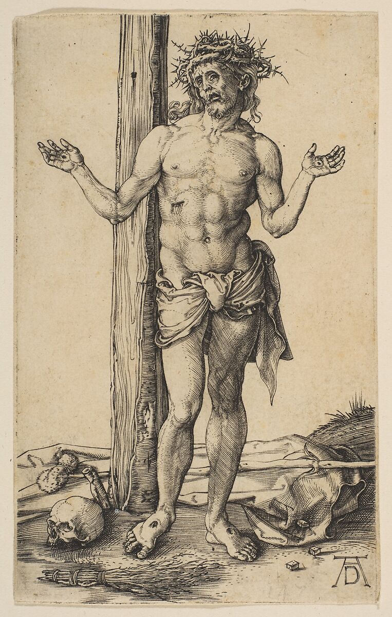 Man of Sorrows with Arms Outstretched, Albrecht Dürer (German, Nuremberg 1471–1528 Nuremberg), Engraving 