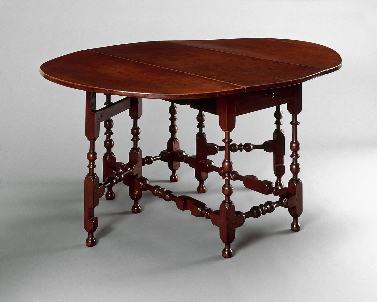 Oval table with falling leaves, Soft maple, white pine, American