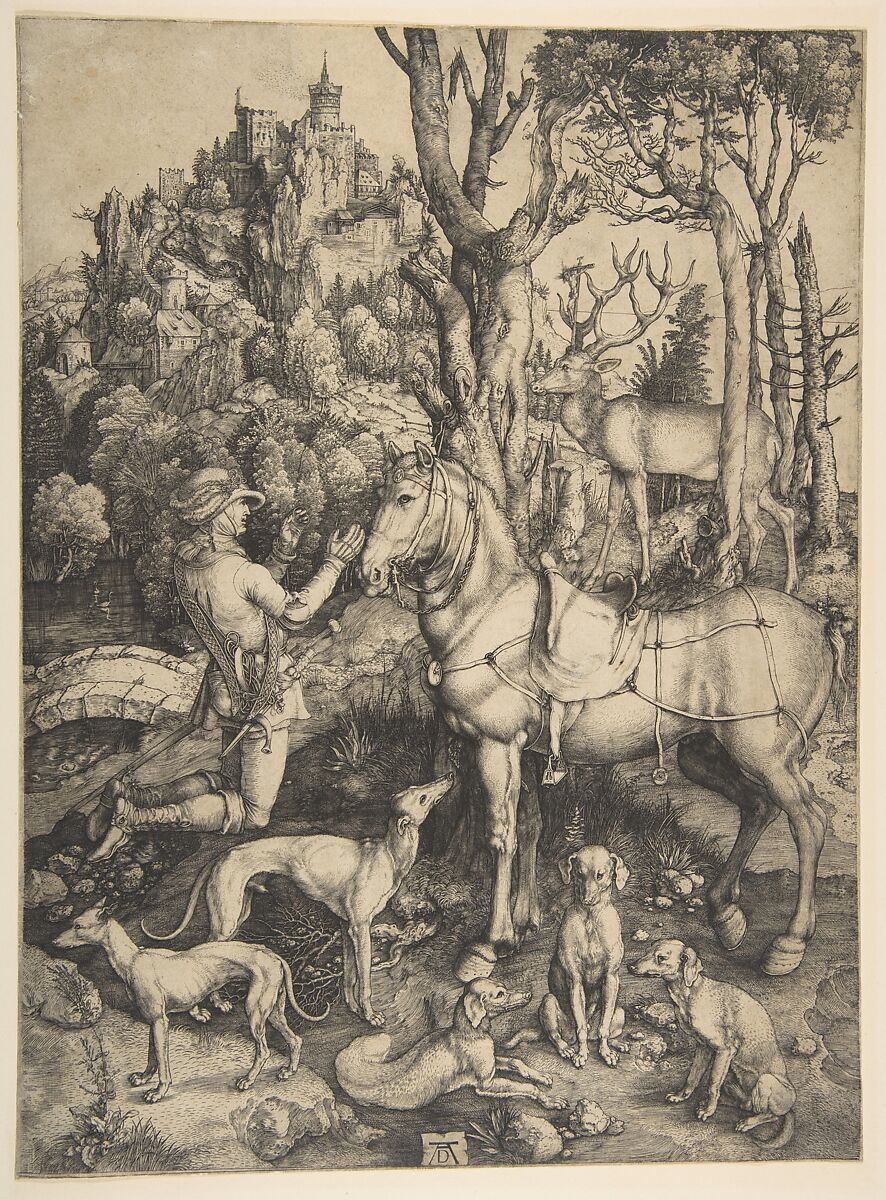 Saint Eustace, Albrecht Dürer (German, Nuremberg 1471–1528 Nuremberg), Engraving 