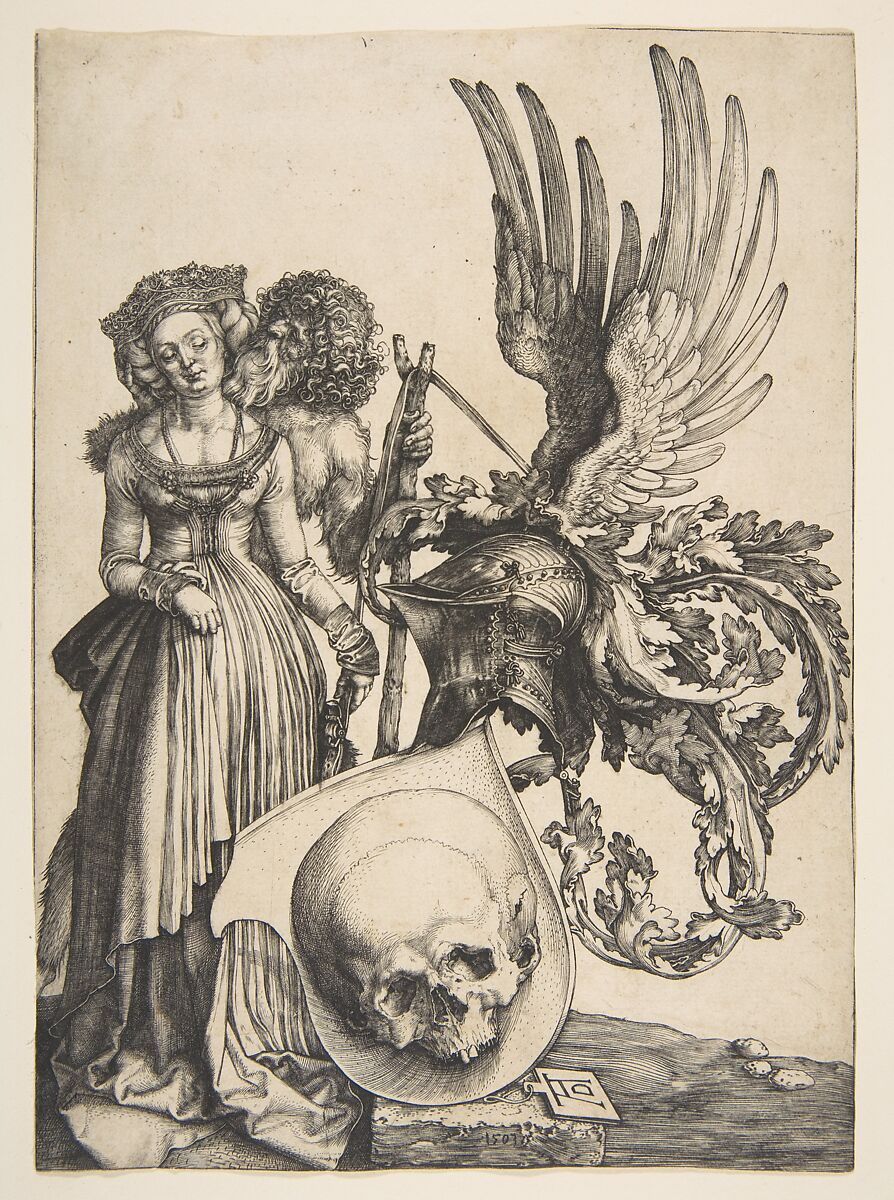 Coat of Arms with a Skull, Albrecht Dürer (German, Nuremberg 1471–1528 Nuremberg), Engraving 