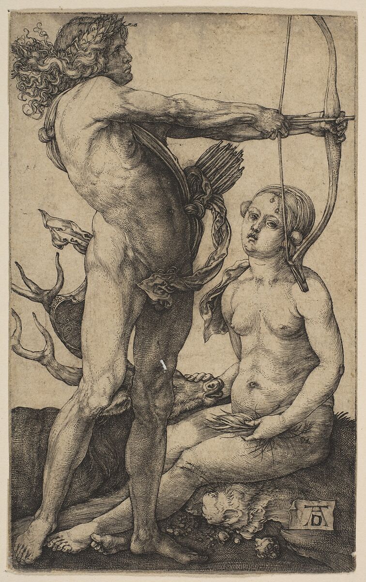 Apollo and Diana, Albrecht Dürer (German, Nuremberg 1471–1528 Nuremberg), Engraving 