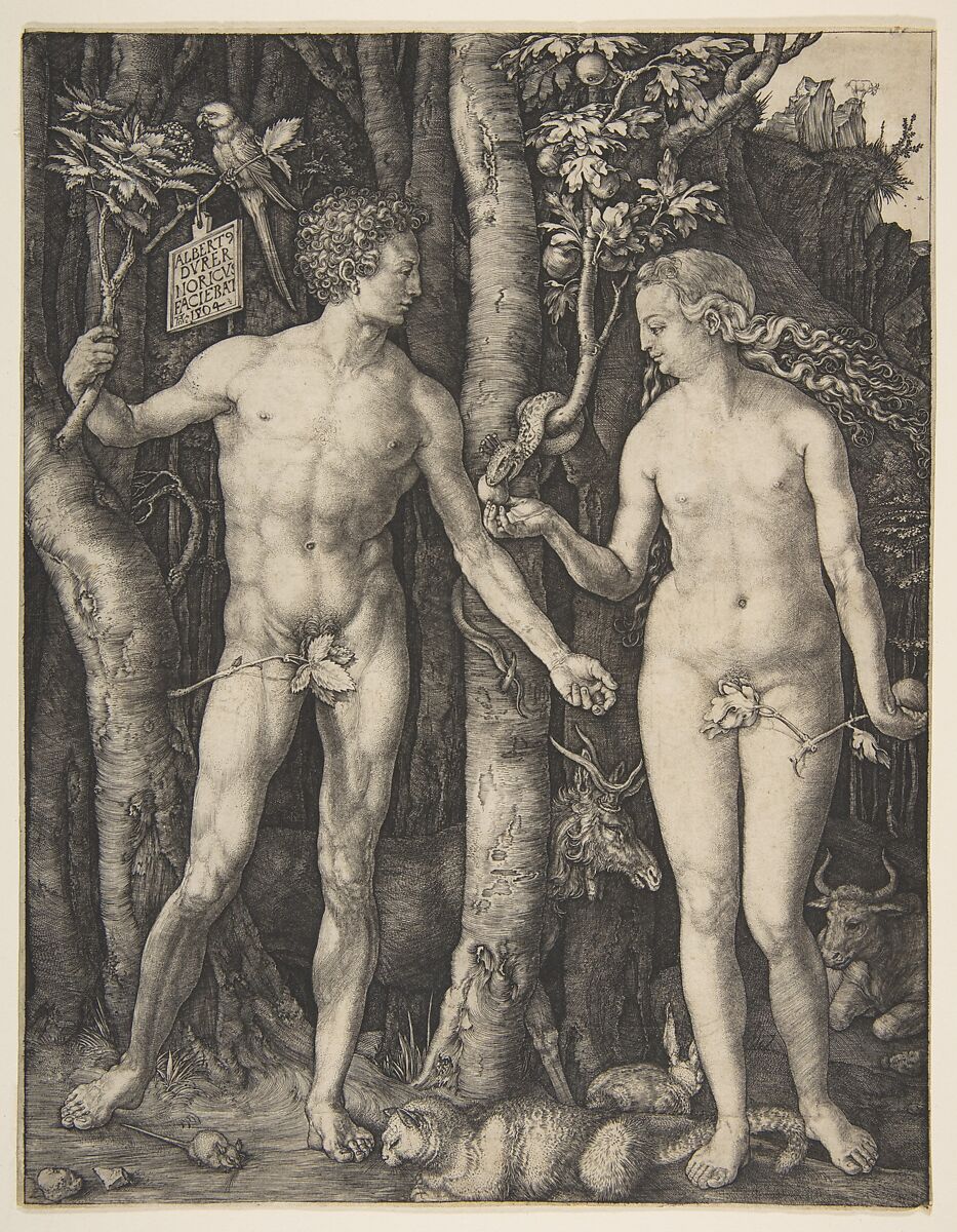 Adam and Eve, Albrecht Dürer (German, Nuremberg 1471–1528 Nuremberg), Engraving 