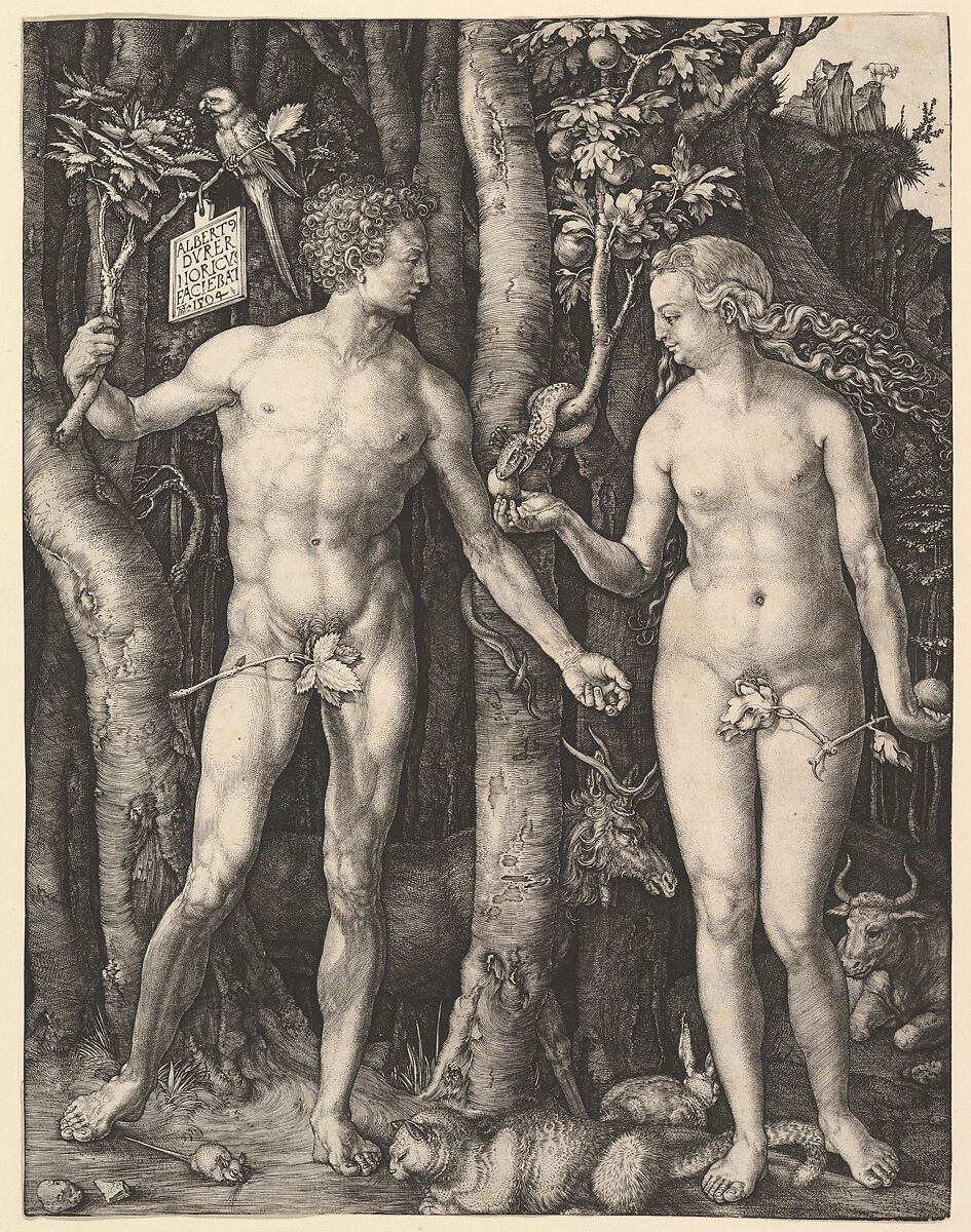 Adam and Eve, Albrecht Dürer (German, Nuremberg 1471–1528 Nuremberg), Engraving 