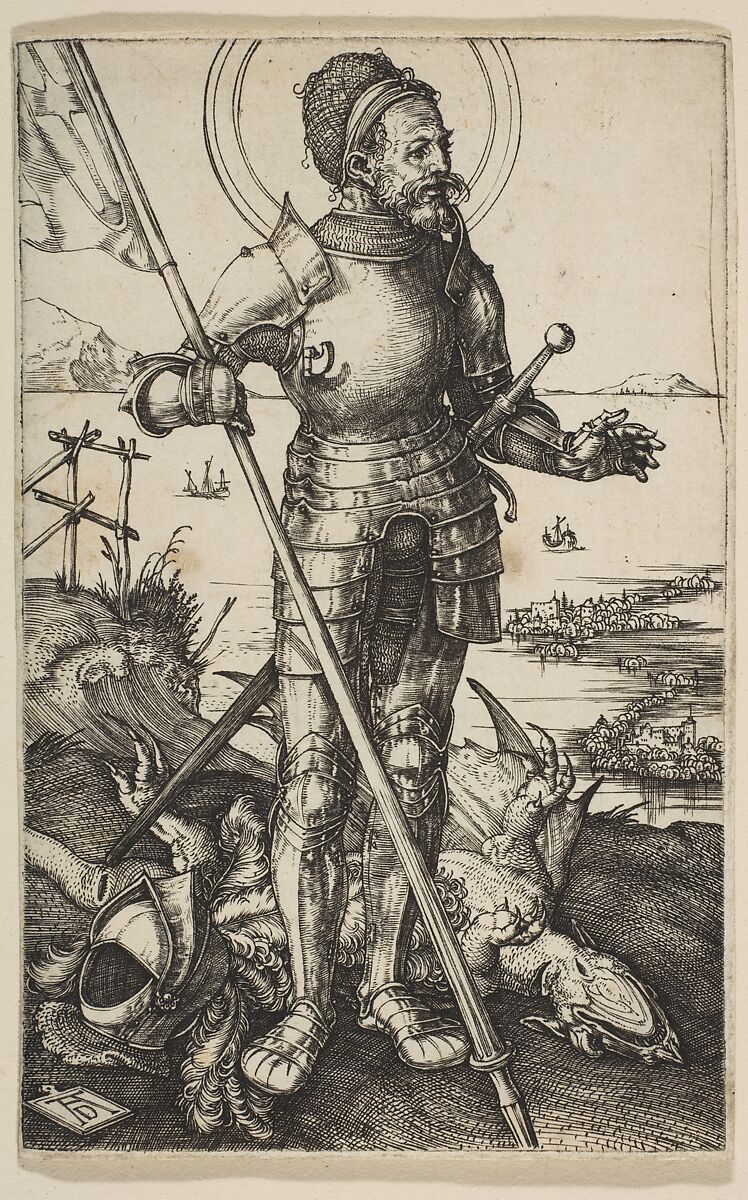 Saint George Standing, Albrecht Dürer (German, Nuremberg 1471–1528 Nuremberg), Engraving 