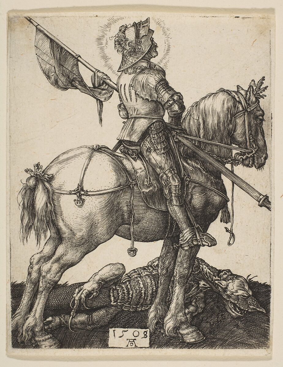 Saint George on Horseback, Albrecht Dürer (German, Nuremberg 1471–1528 Nuremberg), Engraving 
