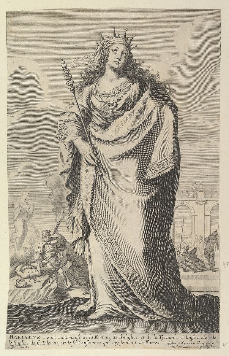 Marianne, Gilles Rousselet (French, Paris 1614–1686 Paris), Engraving (figure by Rousselet) and etching (background by Bosse) 