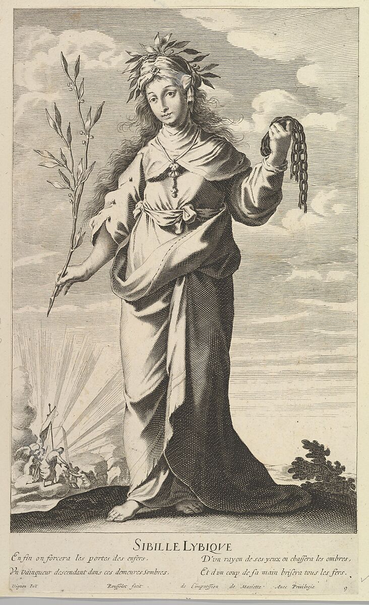 Sibylle Lybique, Gilles Rousselet (French, Paris 1614–1686 Paris), Engraving (figure by Rousselet) and etching (background by Bosse) 