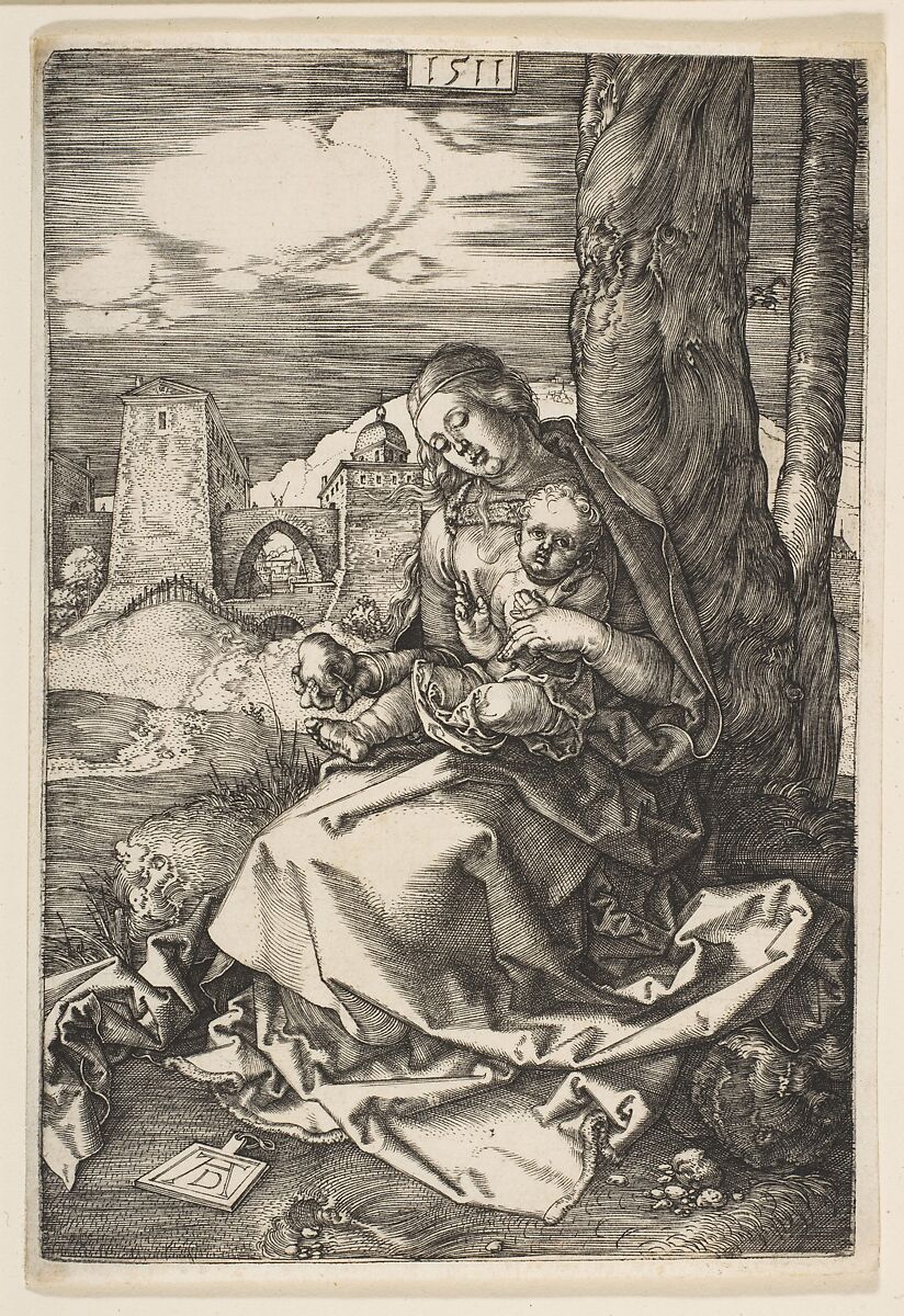 Virgin and Child with the Pear, Albrecht Dürer (German, Nuremberg 1471–1528 Nuremberg), Engraving 