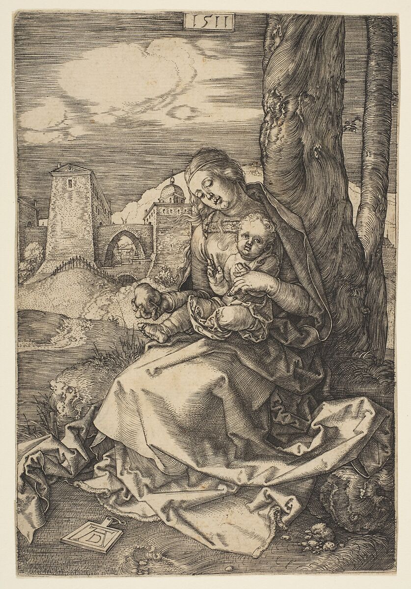 Virgin and Child with the Pear, Albrecht Dürer (German, Nuremberg 1471–1528 Nuremberg), Engraving 