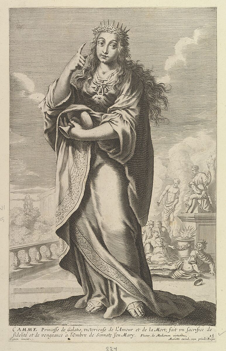Camme, Gilles Rousselet (French, Paris 1614–1686 Paris), Engraving (figure by Rousselet) and etching (background by Bosse) 