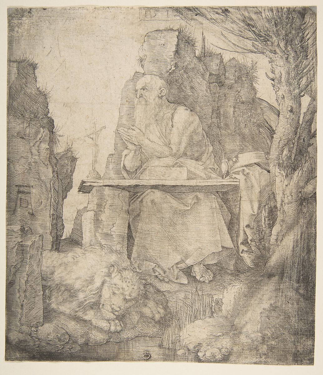 Saint Jerome by the Pollard Willow, Albrecht Dürer (German, Nuremberg 1471–1528 Nuremberg), Drypoint 