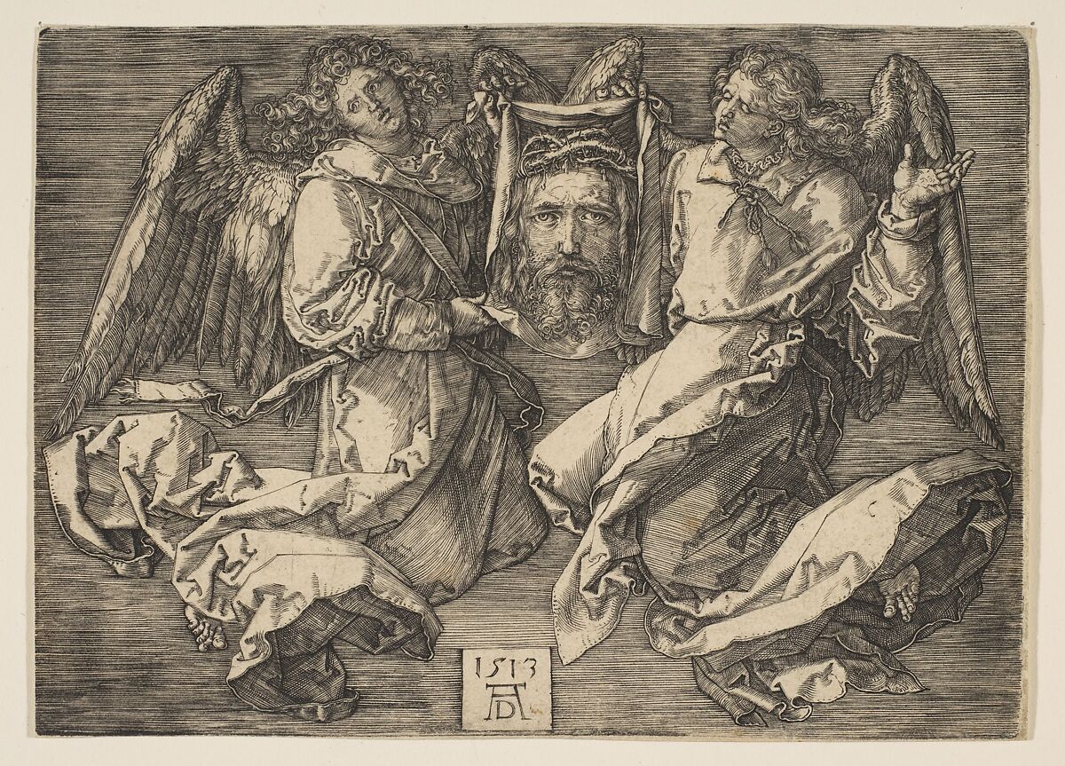 Sudarium Held by Two Angels, Albrecht Dürer (German, Nuremberg 1471–1528 Nuremberg), Engraving 