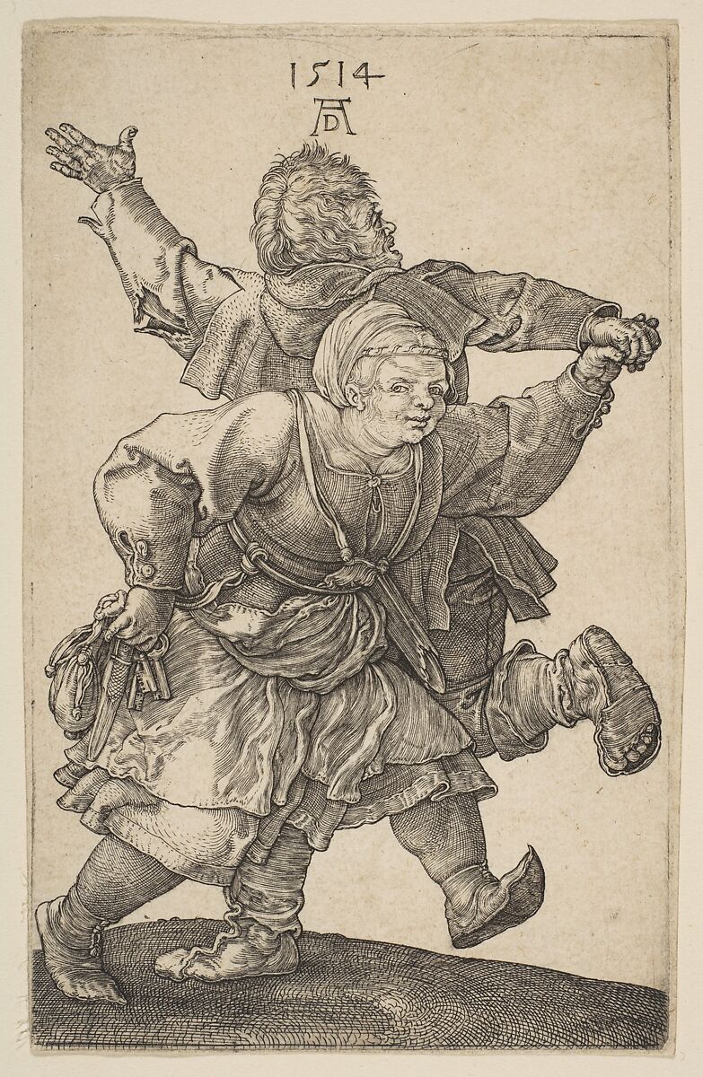 Peasant Couple Dancing, Albrecht Dürer  German, Engraving