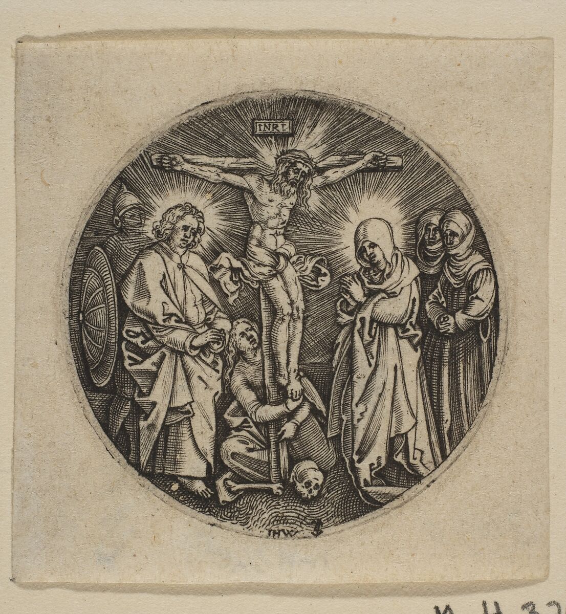 The Crucifixion (Round) (copy), Jan (Johannes) Wierix (Netherlandish, Antwerp 1549–1615 Brussels), Engraving 