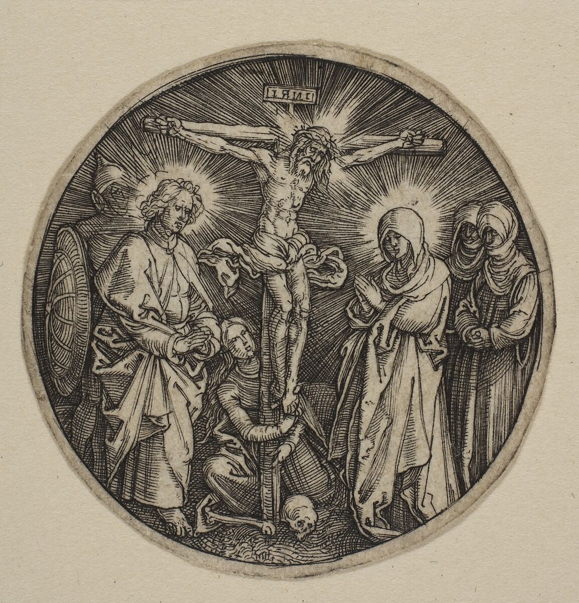 The Crucifixion (Round), Albrecht Dürer (German, Nuremberg 1471–1528 Nuremberg), Engraving 