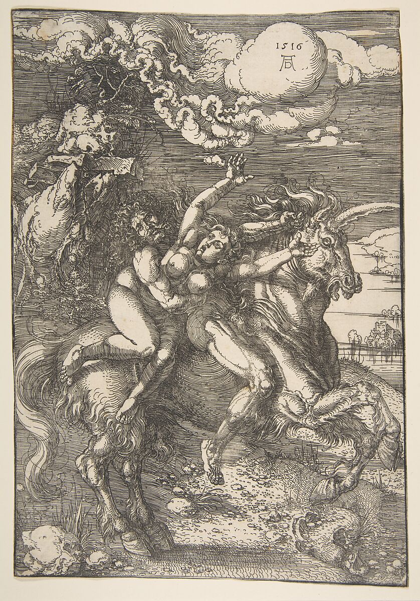 Abduction of Proserpine, Albrecht Dürer (German, Nuremberg 1471–1528 Nuremberg), Etching 