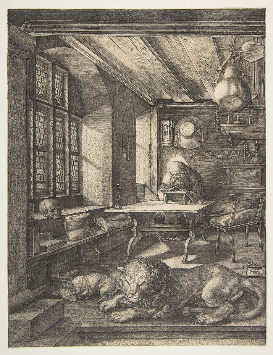 Saint Jerome in His Study, Albrecht Dürer (German, Nuremberg 1471–1528 Nuremberg), Engraving 