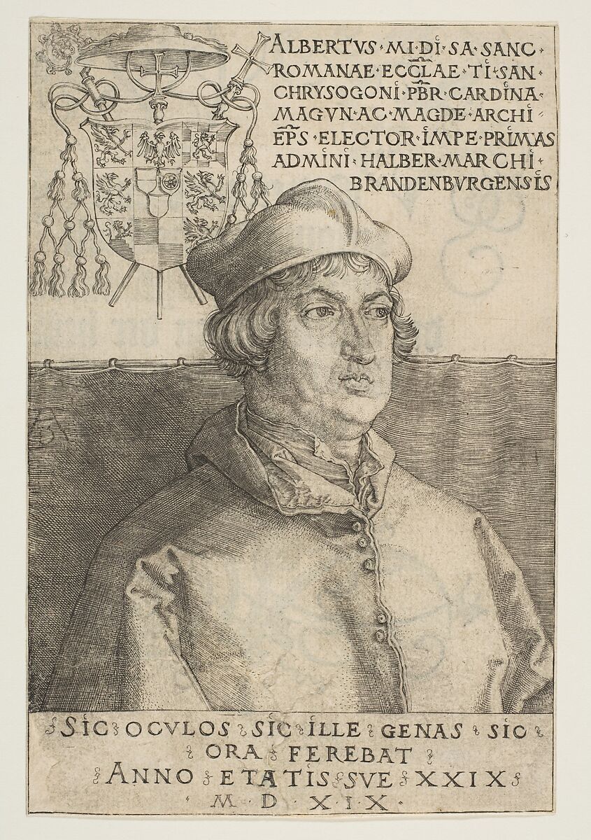 Cardinal Albrecht of Brandenburg, Albrecht Dürer (German, Nuremberg 1471–1528 Nuremberg), Engraving 