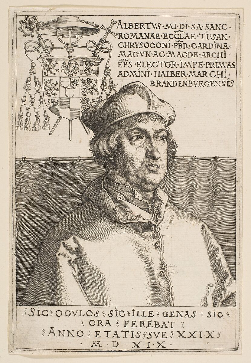 Cardinal Albrecht of Brandenburg, Albrecht Dürer (German, Nuremberg 1471–1528 Nuremberg), Engraving 