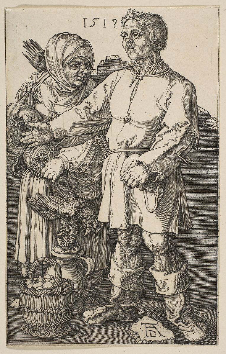 The Peasant Couple at Market, Albrecht Dürer (German, Nuremberg 1471–1528 Nuremberg), Engraving 