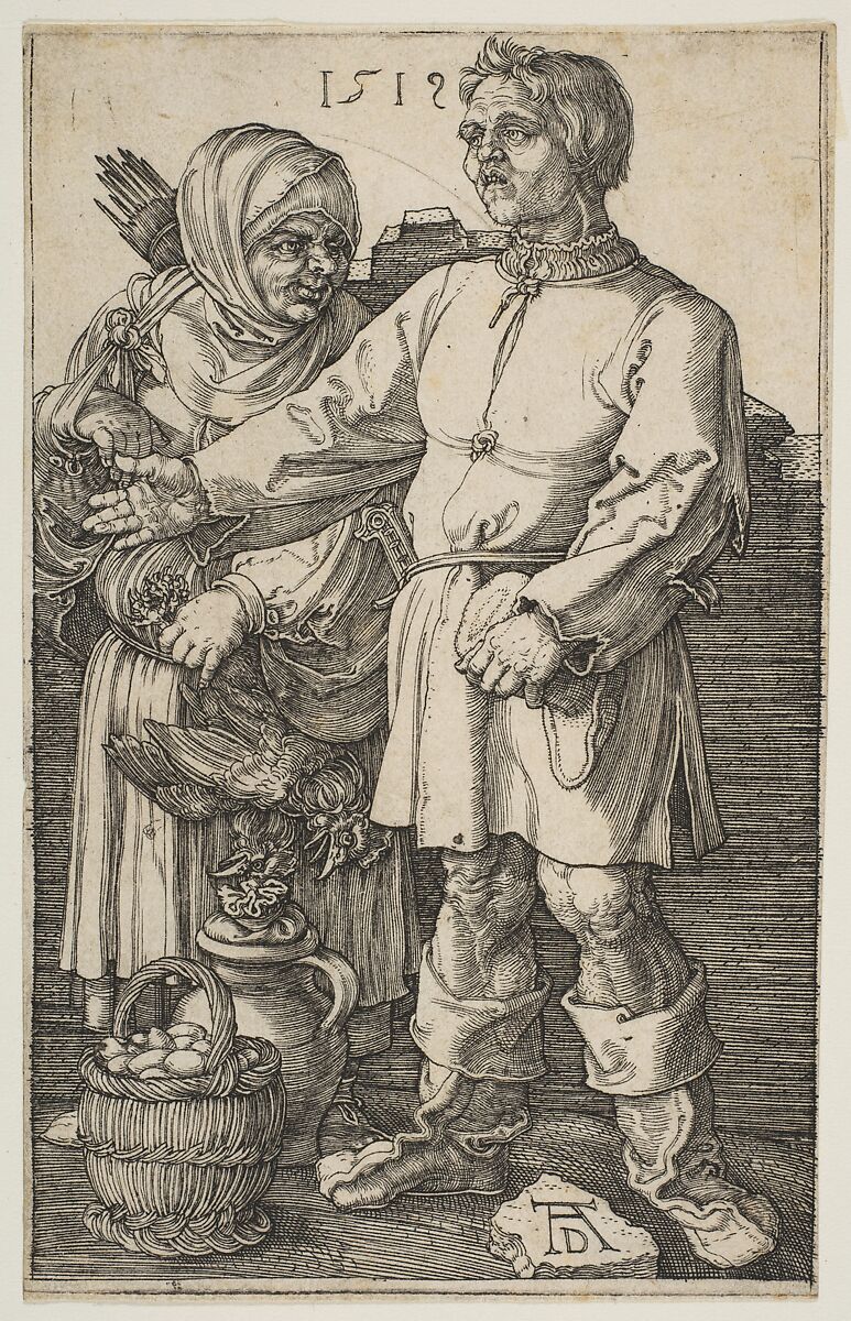The Peasant Couple at Market, Albrecht Dürer (German, Nuremberg 1471–1528 Nuremberg), Engraving 