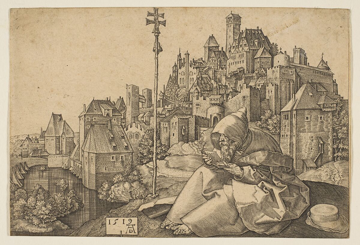 Saint Anthony Reading (copy), After Albrecht Dürer (German, Nuremberg 1471–1528 Nuremberg), Engraving 
