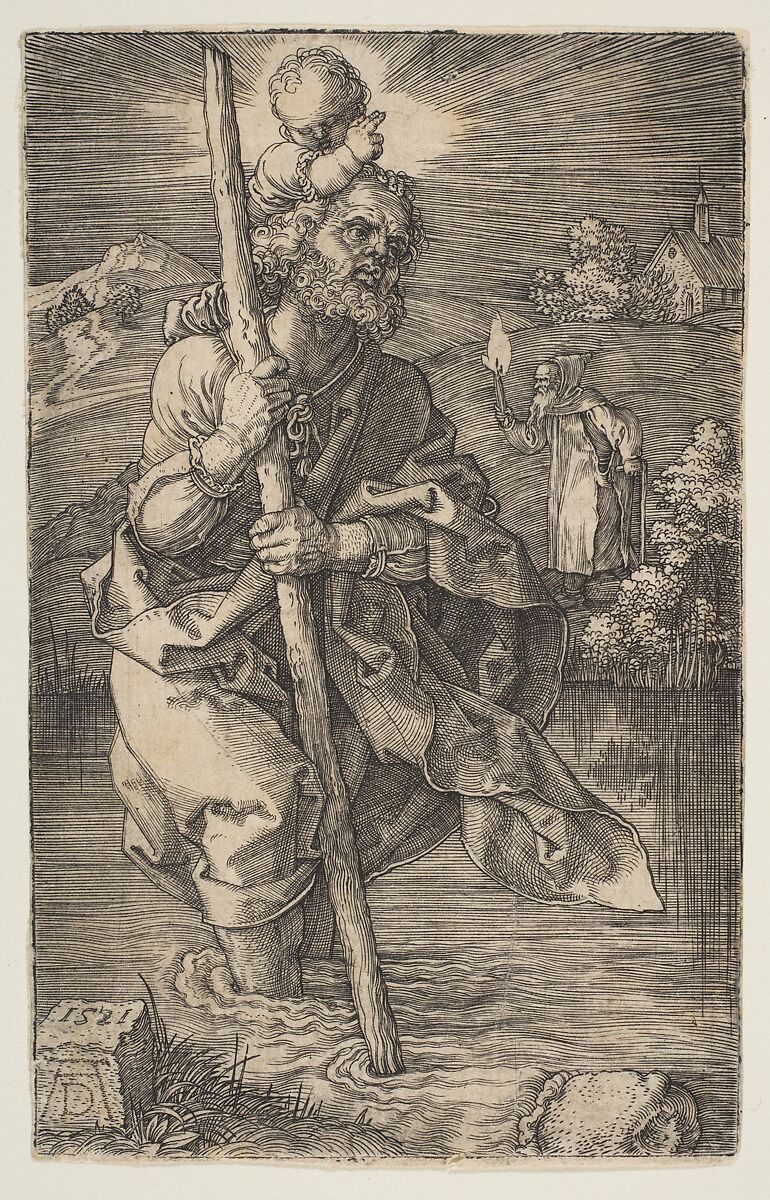 Saint Christopher Facing Right, Albrecht Dürer (German, Nuremberg 1471–1528 Nuremberg), Engraving 
