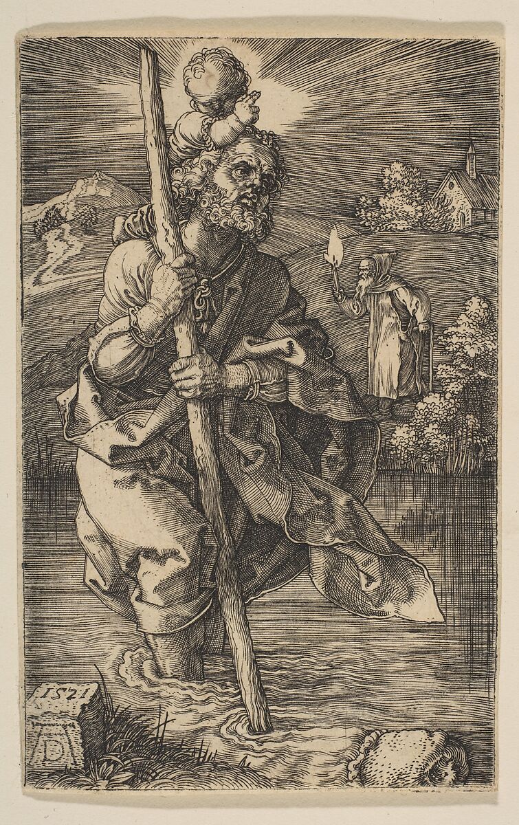 Saint Christopher Facing Right, Albrecht Dürer (German, Nuremberg 1471–1528 Nuremberg), Engraving 
