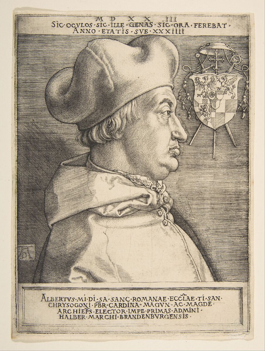 Cardinal Albrecht of Brandenburg, Albrecht Dürer  German, Engraving