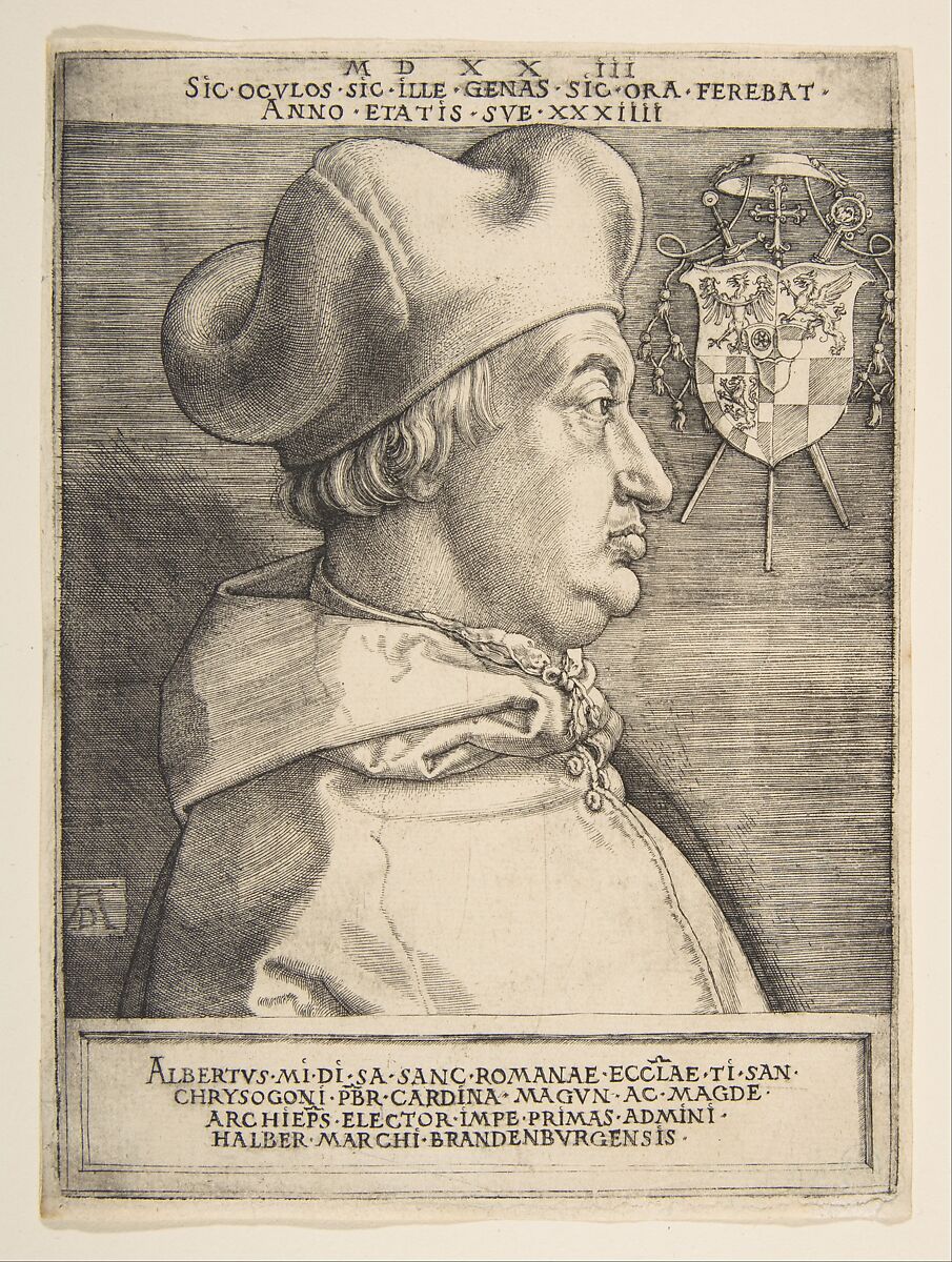 Cardinal Albrecht of Brandenburg, Albrecht Dürer (German, Nuremberg 1471–1528 Nuremberg), Engraving 