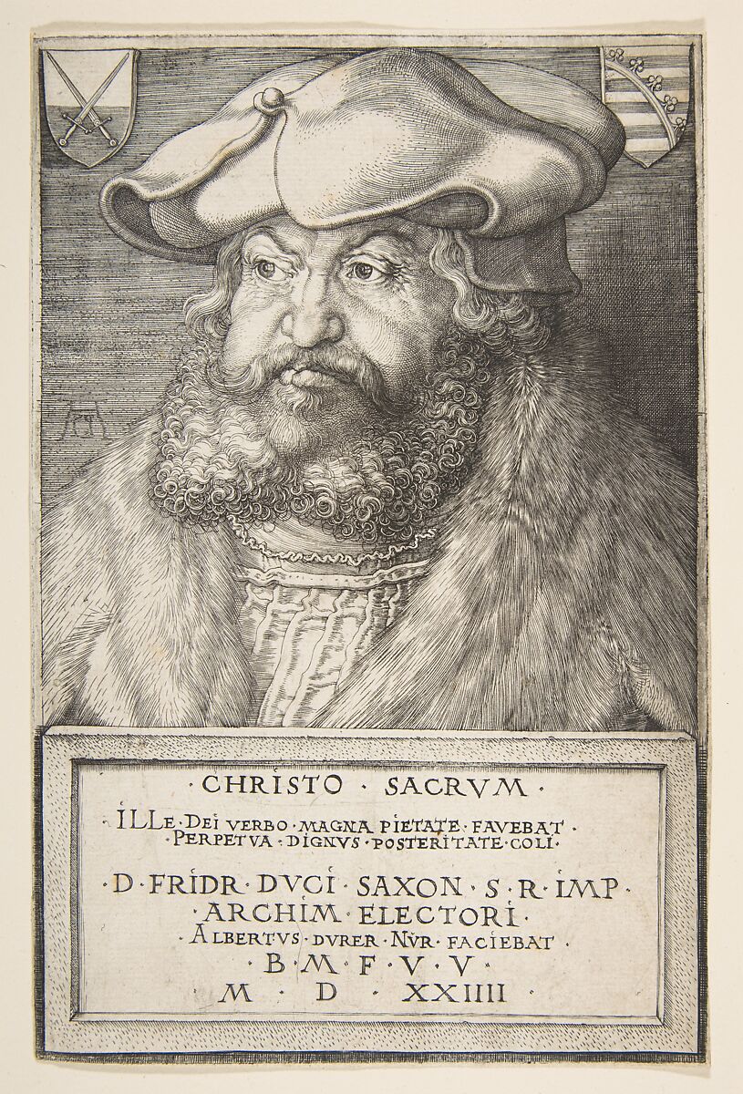 Frederick the Wise, Elector of Saxony, Albrecht Dürer (German, Nuremberg 1471–1528 Nuremberg), Engraving 