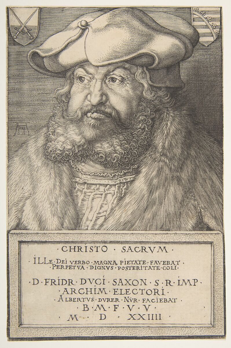 Frederick the Wise, Elector of Saxony, Albrecht Dürer (German, Nuremberg 1471–1528 Nuremberg), Engraving 