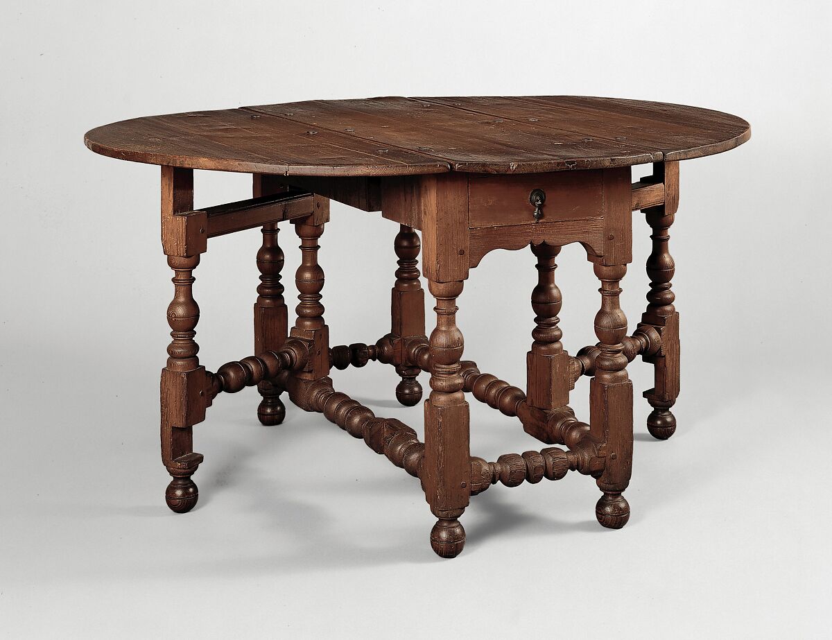 Gate-leg Drop-leaf Table, Yellow pine, American