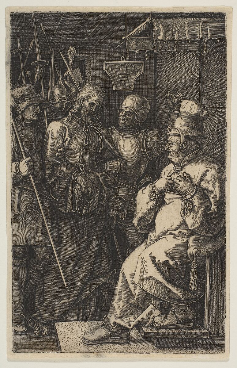 Christ before Caiaphas, from "The Passion", Albrecht Dürer (German, Nuremberg 1471–1528 Nuremberg), Engraving 