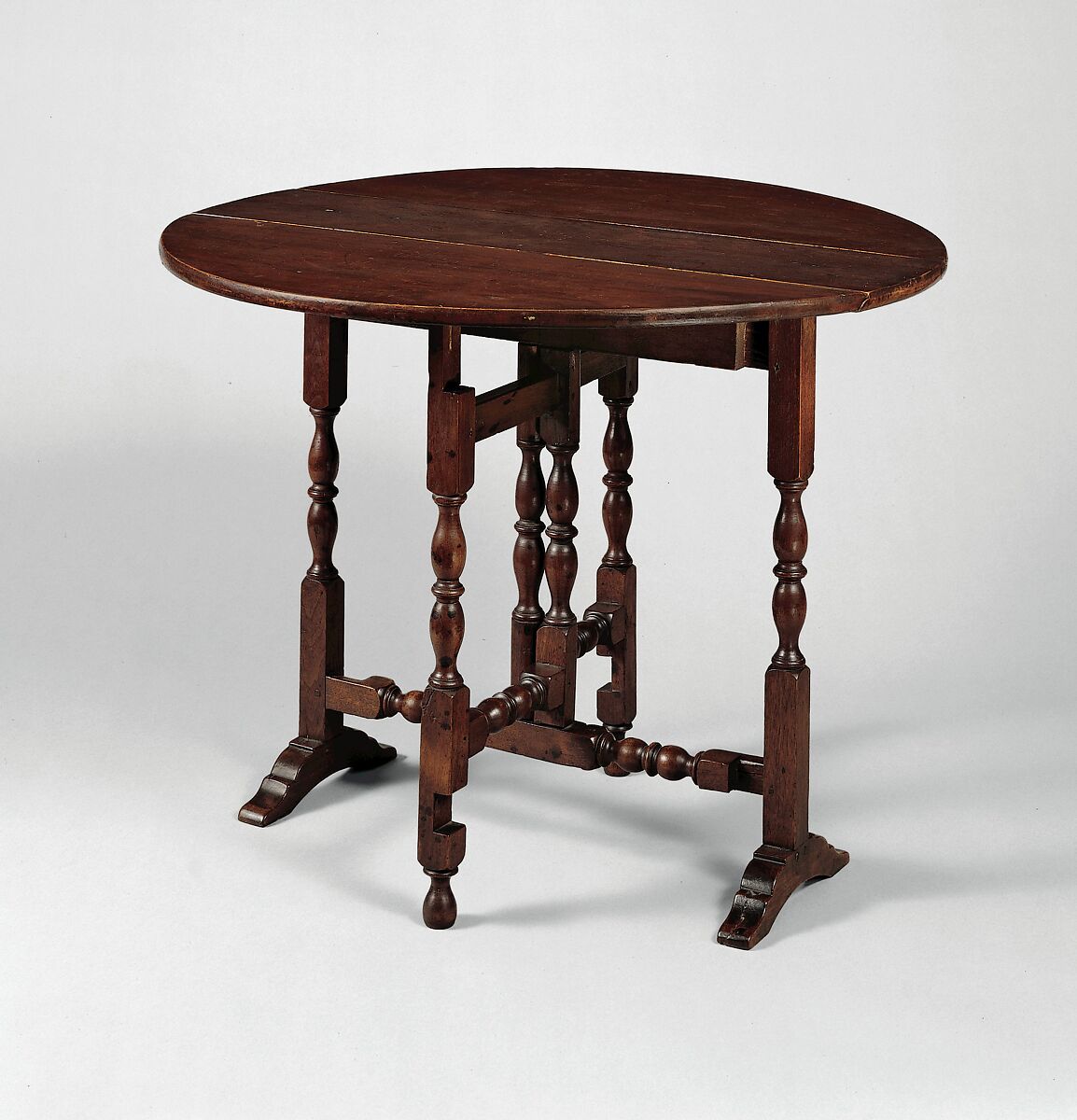 Oval table with falling leaves, Black walnut, white pine, American 