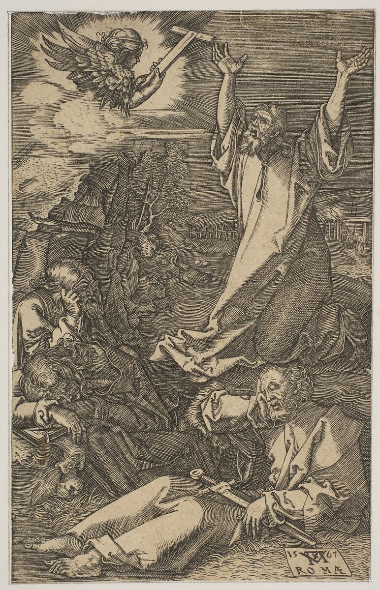 Christ on the Mount of Olives, from The Passion (copy), Mario Cartaro (Italian, born Viterbo, active Rome ca. 1557–88, died 1620), Engraving 