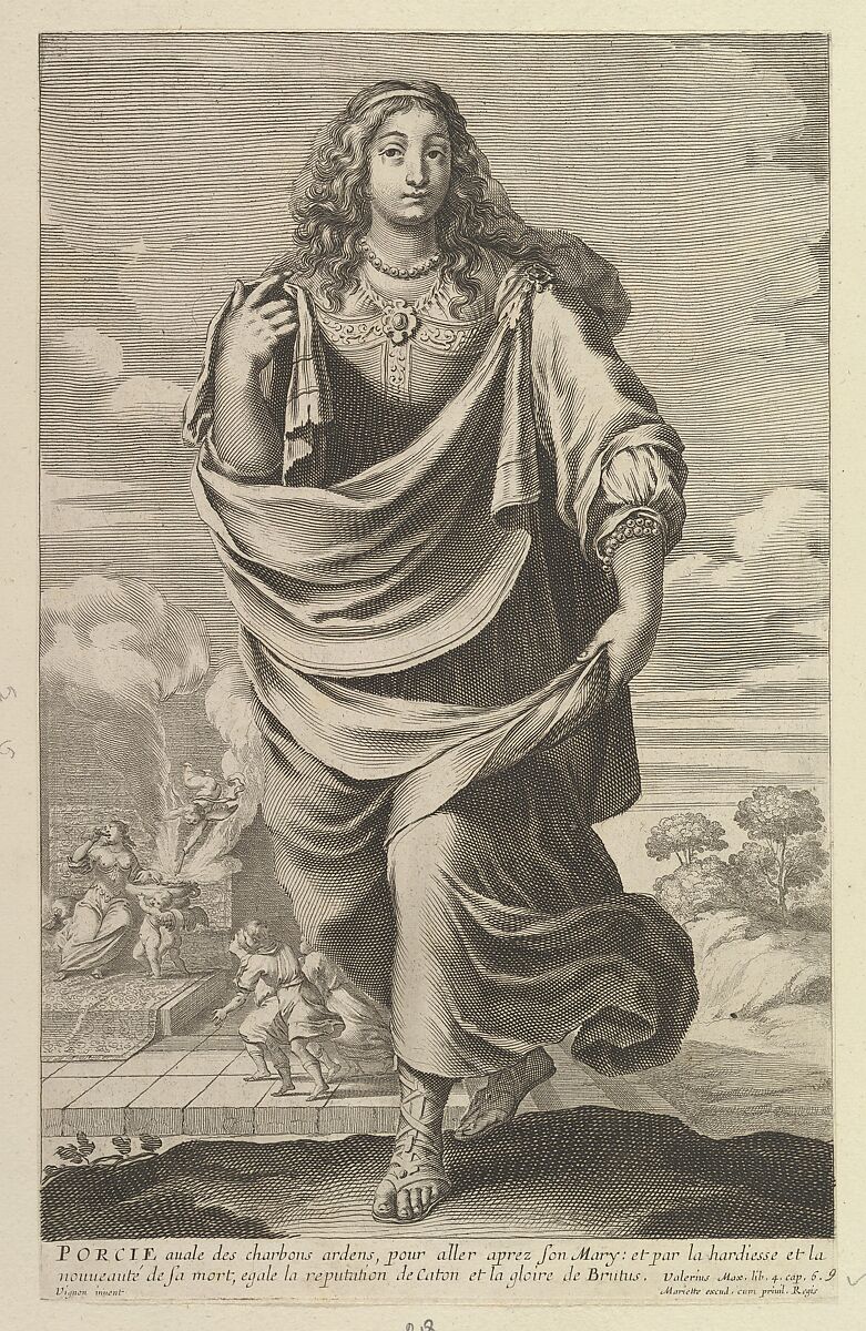 Porcie, Gilles Rousselet (French, Paris 1614–1686 Paris), Engraving (figure by Rousselet) and etching (background by Bosse) 