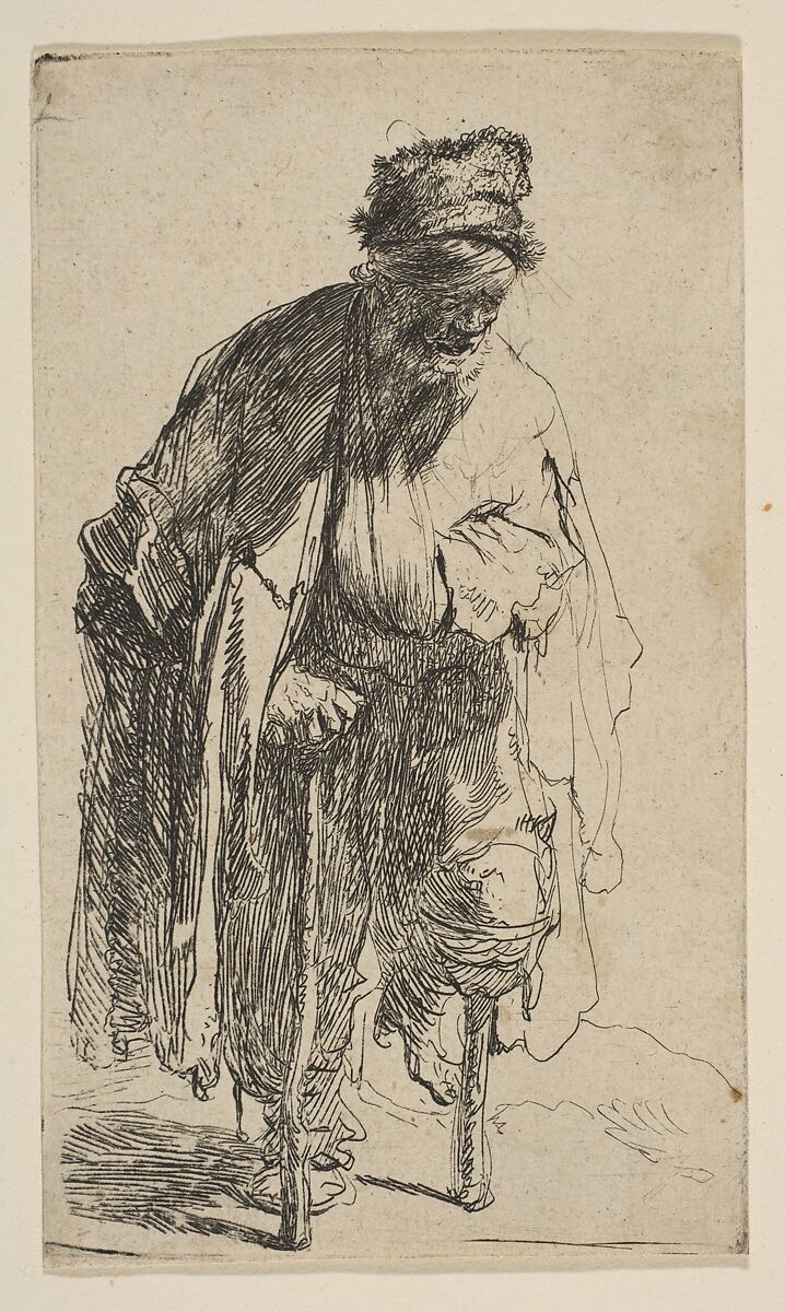 Beggar with a Wooden Leg, Rembrandt (Rembrandt van Rijn) (Dutch, Leiden 1606–1669 Amsterdam), Etching, New Holl. second state of four 