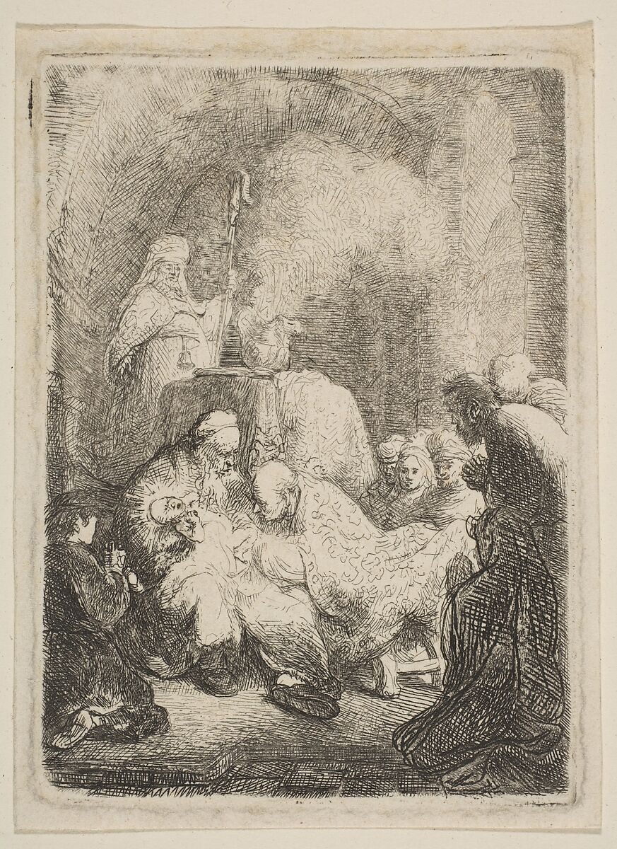 The Circumcision: Small Plate, Rembrandt (Rembrandt van Rijn) (Dutch, Leiden 1606–1669 Amsterdam), Etching and touches of drypoint 