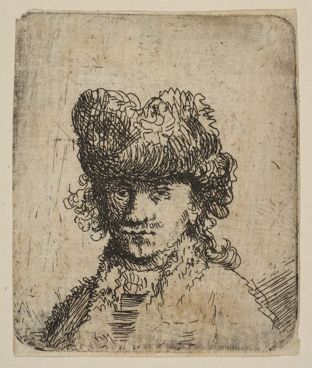 Self-Portrait in a Fur Cap: Bust, After Rembrandt (Rembrandt van Rijn) (Dutch, Leiden 1606–1669 Amsterdam), Etching 