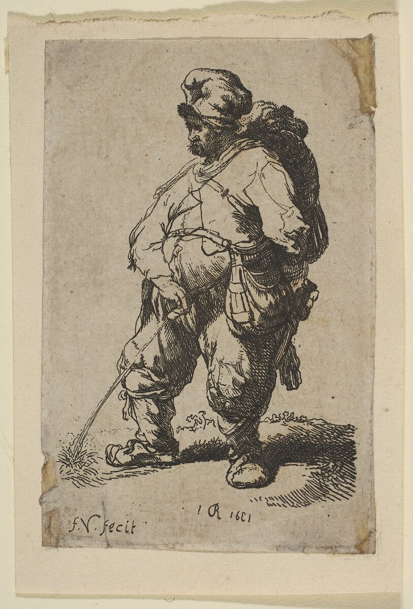 A Man Making Water, François Vivares (French, Saint-Jean-du-Bruel 1709–1780 London), Etching; possibly New Holl.'s second state of two, but trimmed within the platemark above so number 3 not visible 