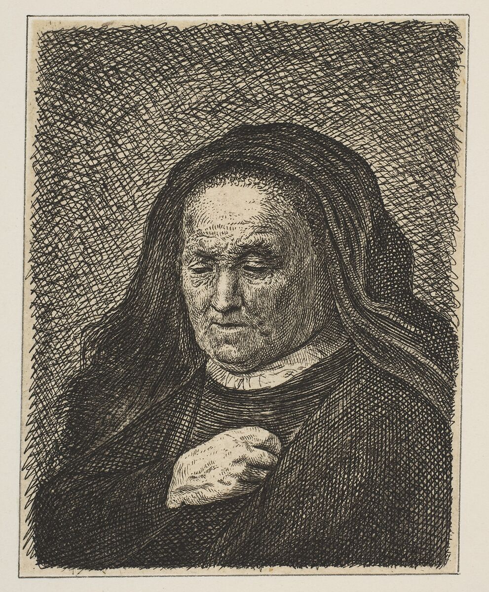 The Artist's Mother with Her Hand on Her Chest, After Rembrandt (Rembrandt van Rijn) (Dutch, Leiden 1606–1669 Amsterdam), Etching 