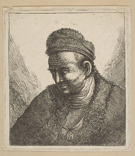 Beardless Man in Fur Cloak and Cap: Bust