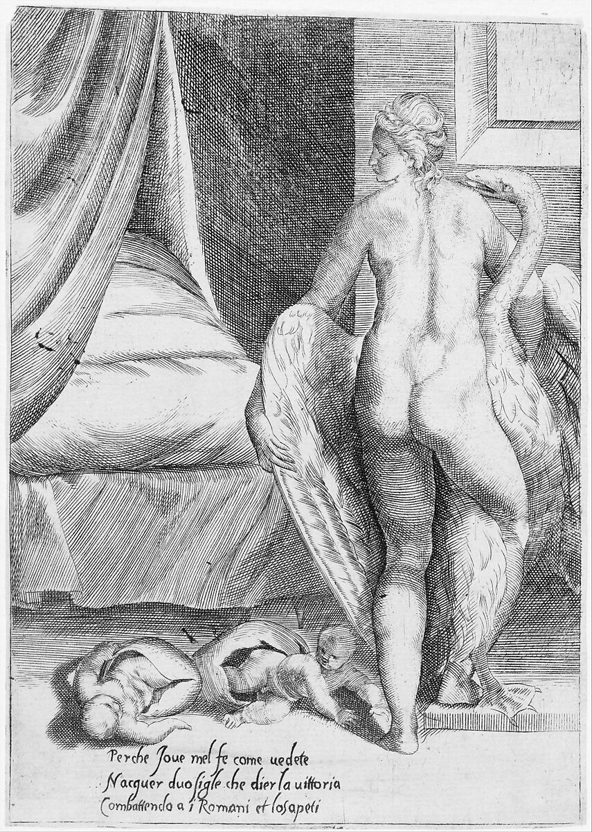Leda and the Swan, from 'The Loves of the Gods', Giulio Bonasone (Italian, active Rome and Bologna, 1531–after 1576), Engraving