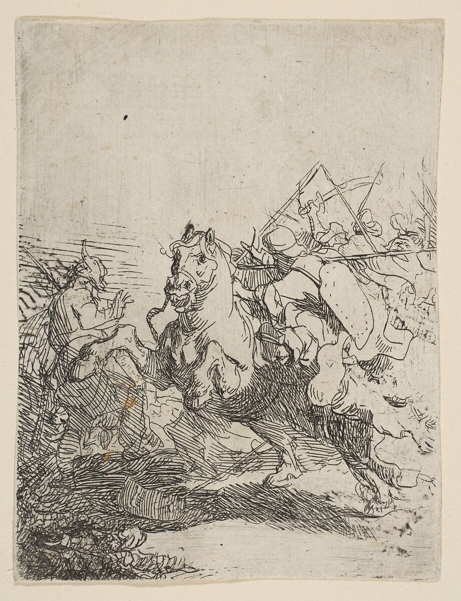 A Cavalry Fight, Rembrandt (Rembrandt van Rijn) (Dutch, Leiden 1606–1669 Amsterdam), Etching; second state of two 
