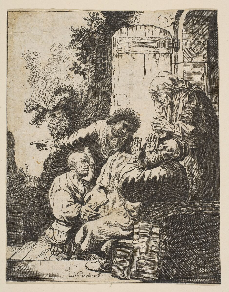 Joseph's Coat Brought to Jacob, Johann Georg Hertel (German, Augsburg ca. 1700–1775 Augsburg), Etching 