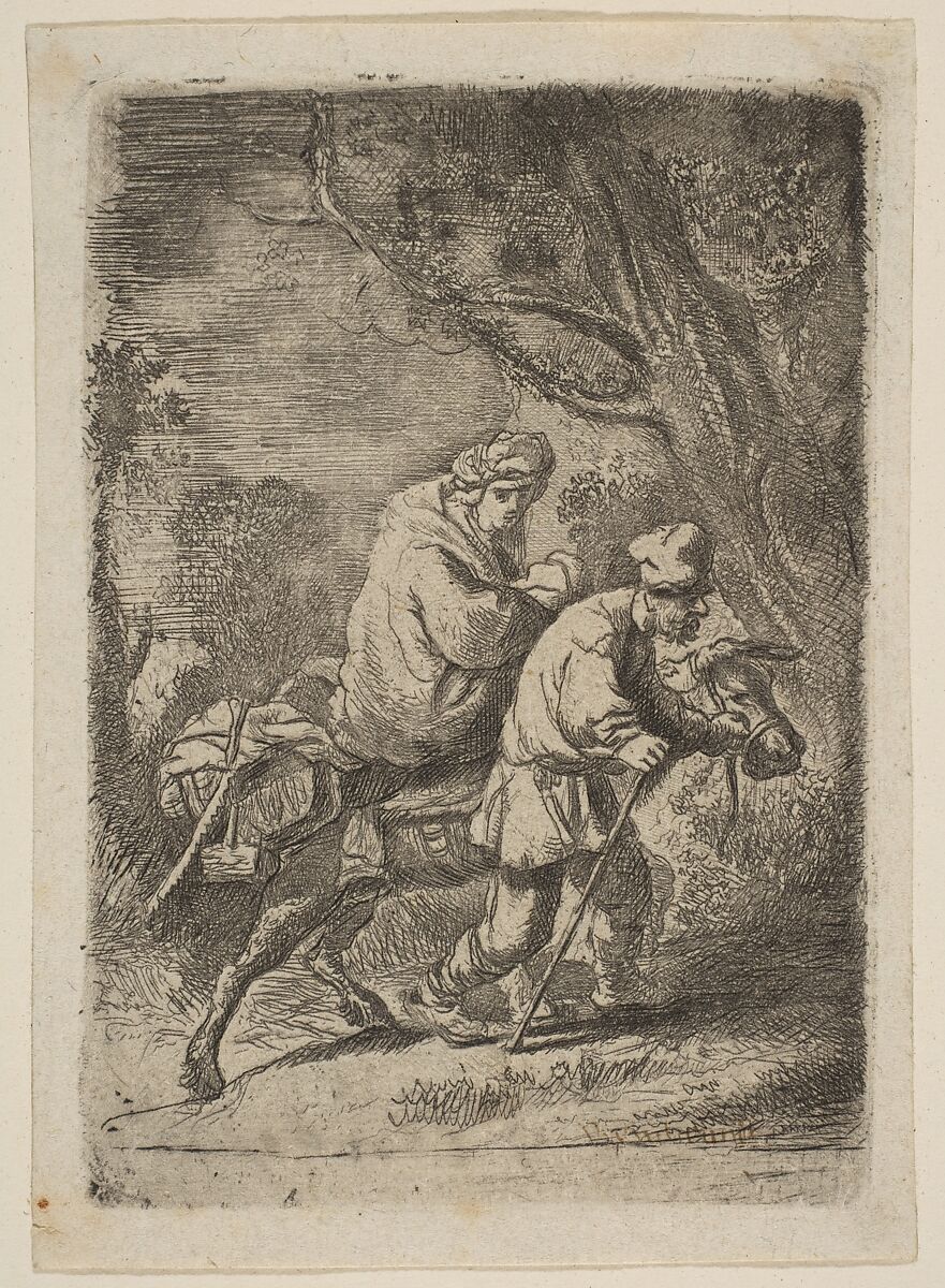 The Flight into Egypt: Small Plate, Claude Henri Watelet (French, Paris 1718–1786 Paris), Etching 