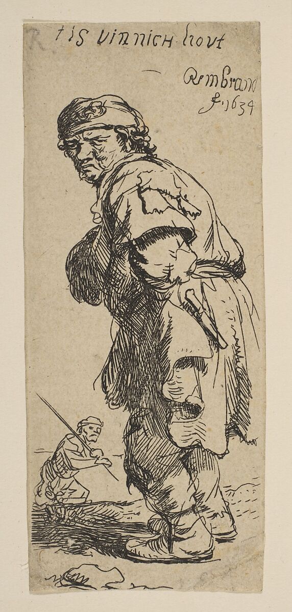 A Peasant Calling Out: "T is vinnich kout", Rembrandt (Rembrandt van Rijn) (Dutch, Leiden 1606–1669 Amsterdam), Etching 