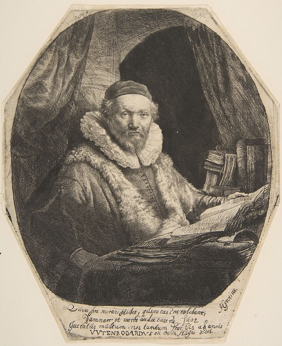 Jan Uytenbogaert, Rembrandt (Rembrandt van Rijn) (Dutch, Leiden 1606–1669 Amsterdam), Etching and drypoint 