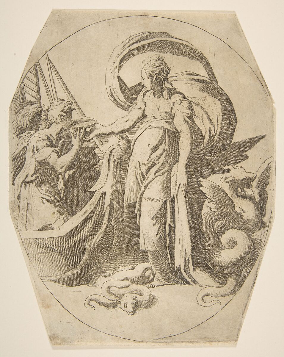 Circe and the Companions of Ulysses, Giulio Bonasone (Italian, active Rome and Bologna, 1531–after 1576), Etching with engraving 
